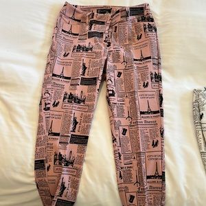 Newspaper capri pants dusty rose color
